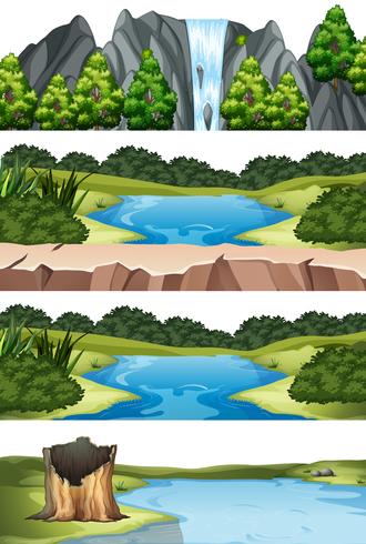 Set of different nature scenes vector