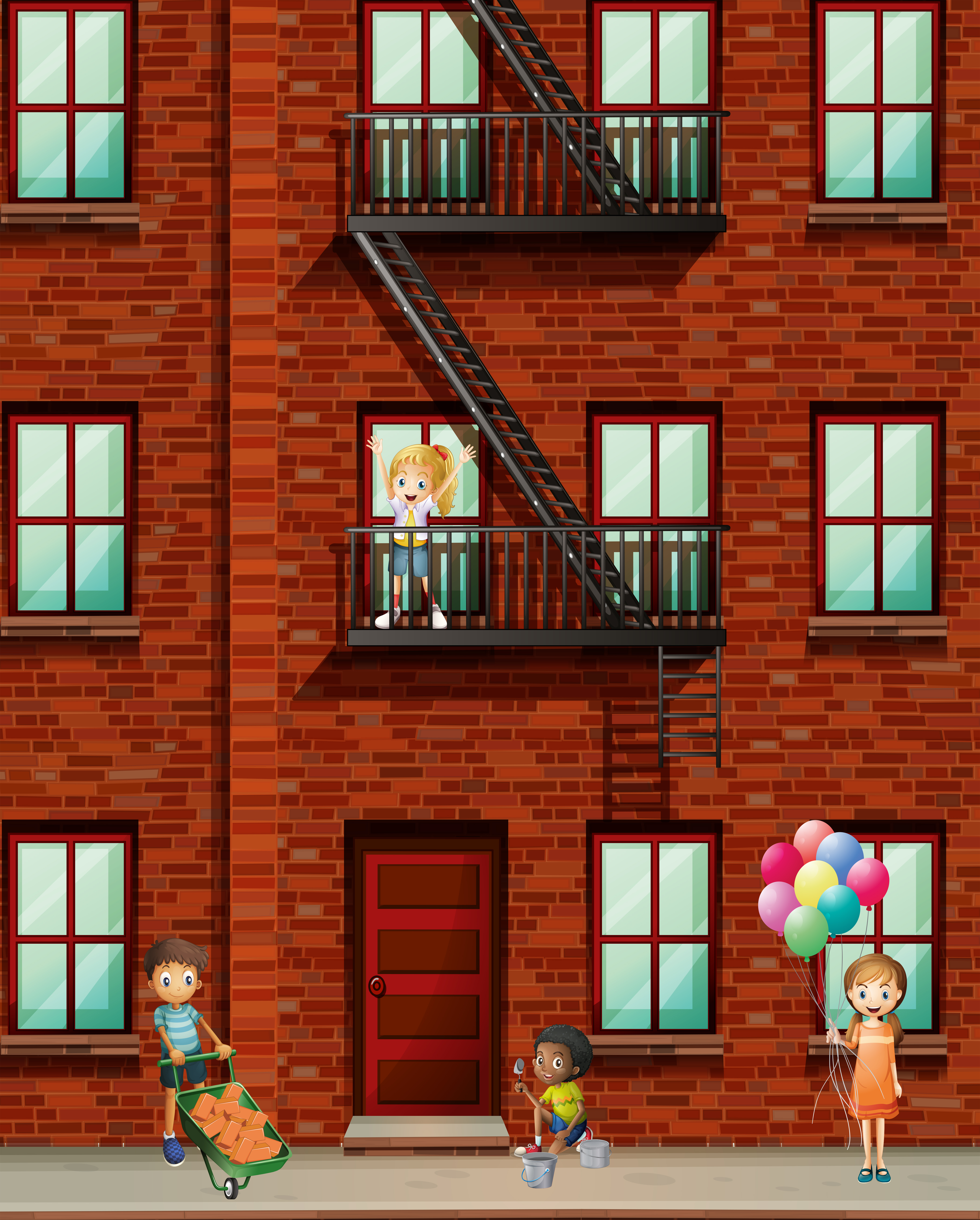 Apartment building with many kids 446172 - Download Free ...