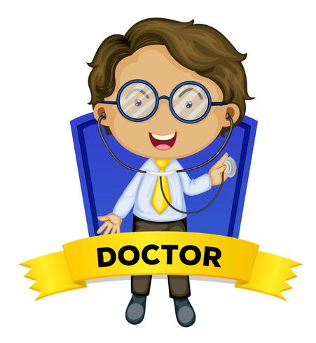 Occupation wordcard with male doctor vector