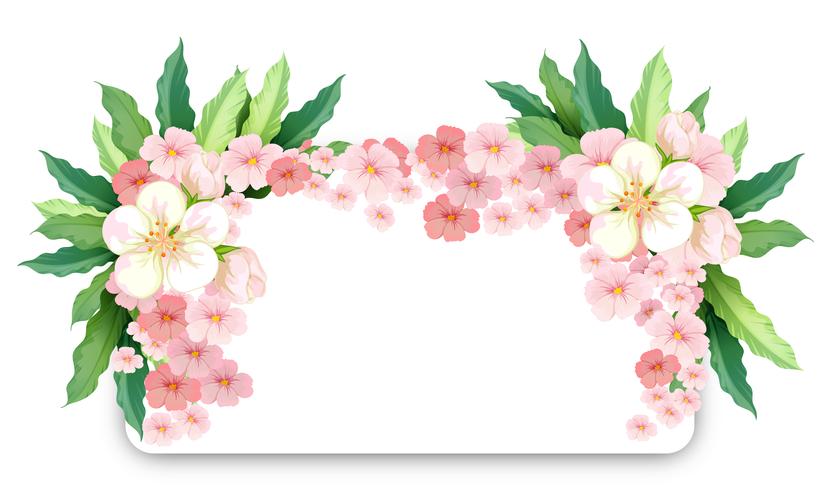 Border template with pink flowers vector