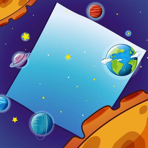 Border template with many planets in space vector