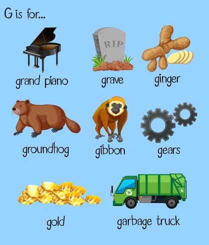 Many words for alphabet G 446222 Vector Art at Vecteezy