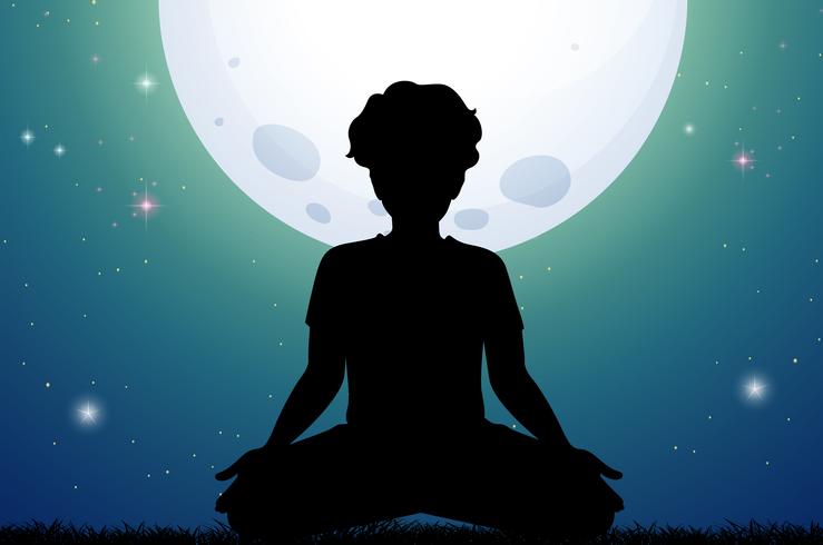 Silhouette man meditating in park at night 446224 Vector Art at Vecteezy