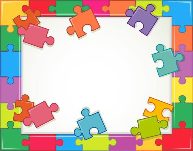Frame template with jigsaw puzzle pieces vector