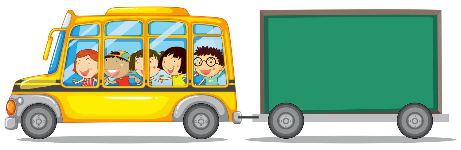 Frame design with kids on bus vector