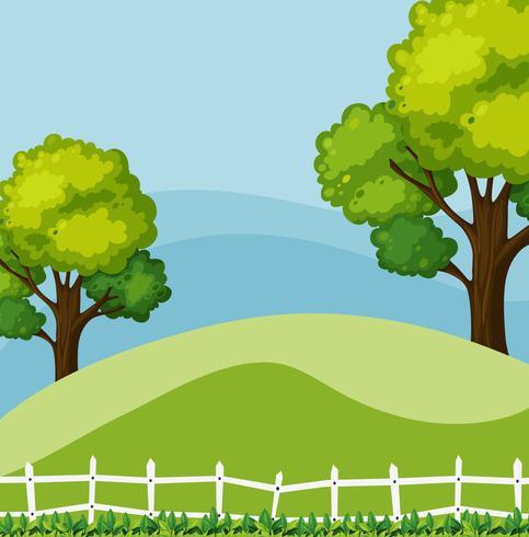 Background scene with green trees vector