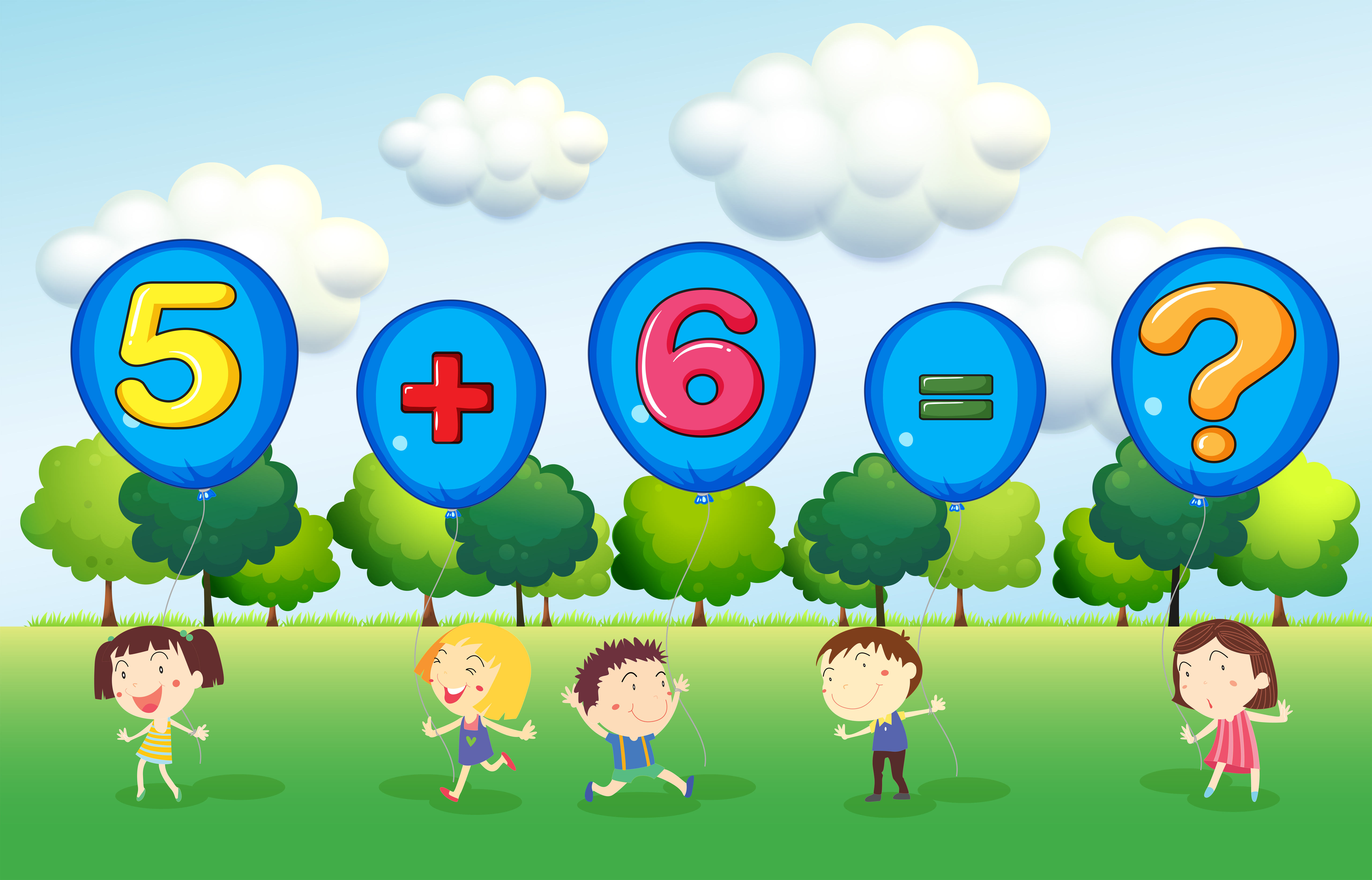 math worksheet with kids in park 446241 vector art at vecteezy