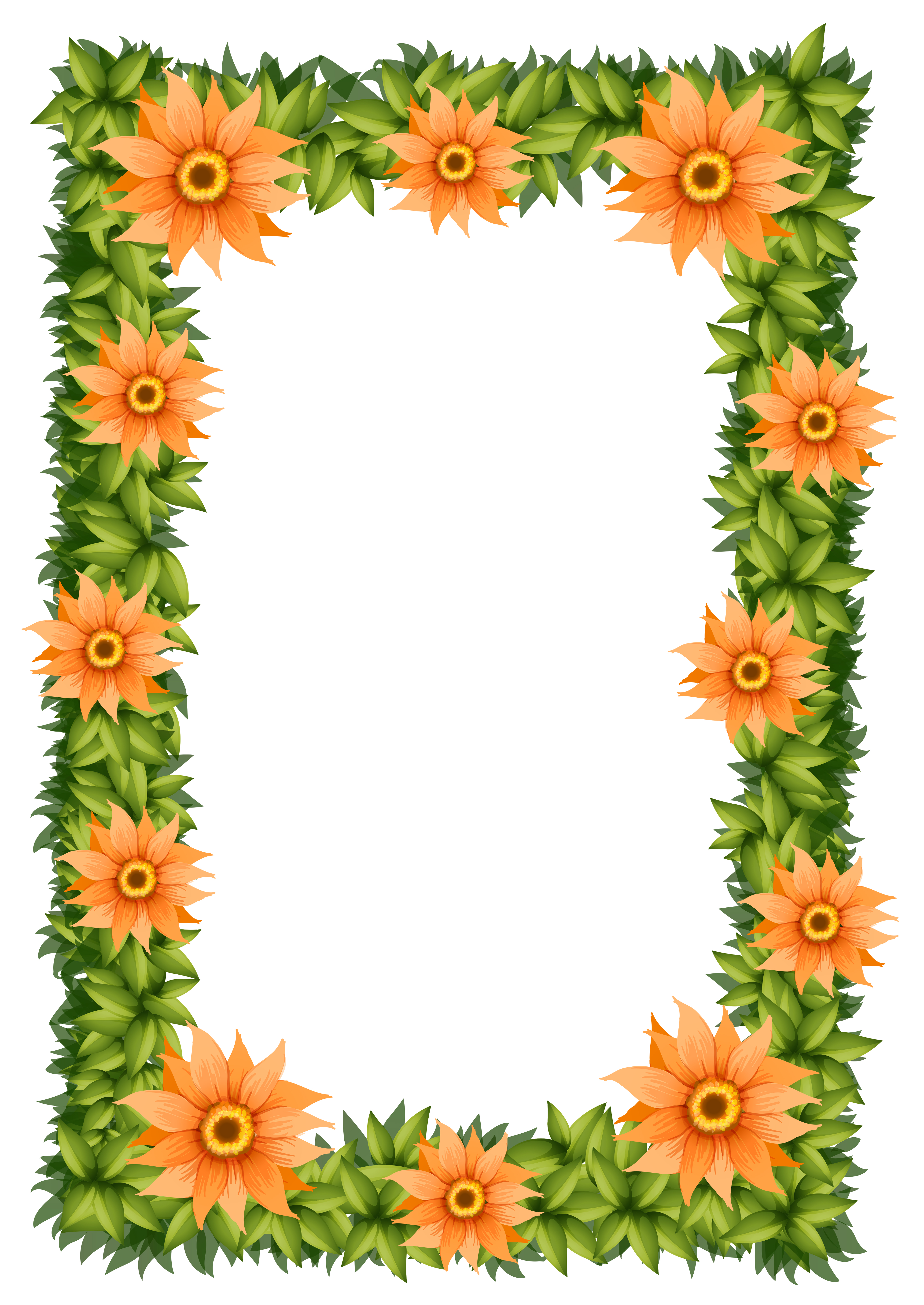 Frame design with orange flowers - Download Free Vectors ...