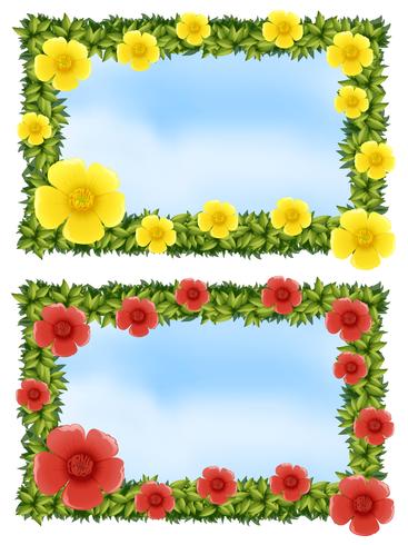 Two flower frames with sky background