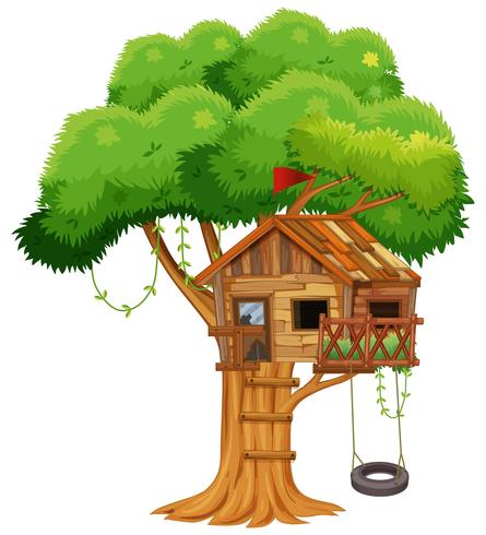 Old treehouse on the branch vector