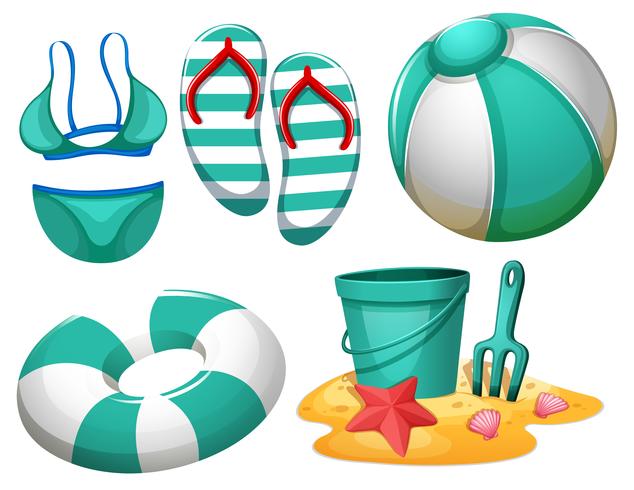 Conjunto de elementos de playa. vector