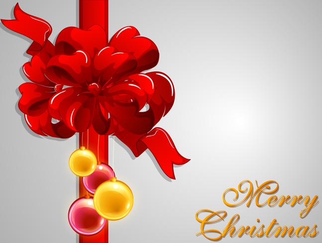 Merry Christmas card with red ribbon