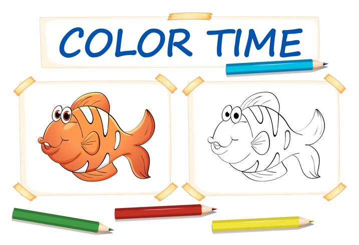 Plantilla para colorear con pez payaso vector