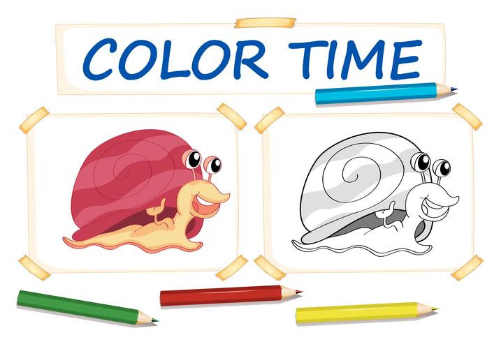 Plantilla para colorear con lindo caracol vector