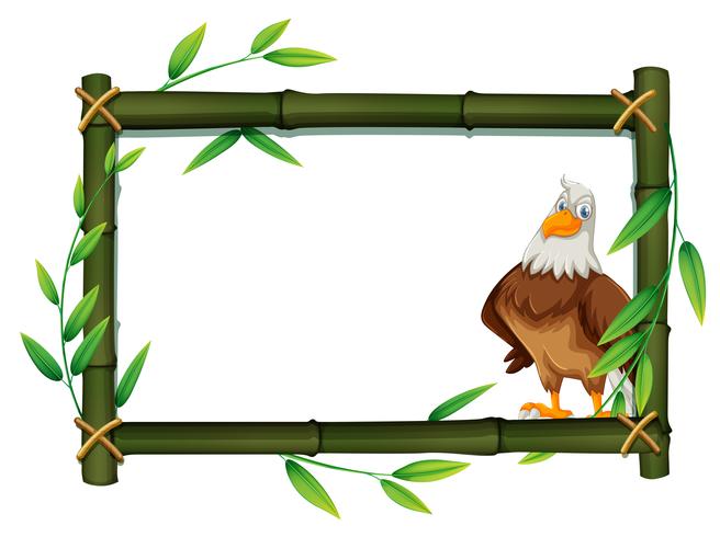 An eagle on bamboo border vector