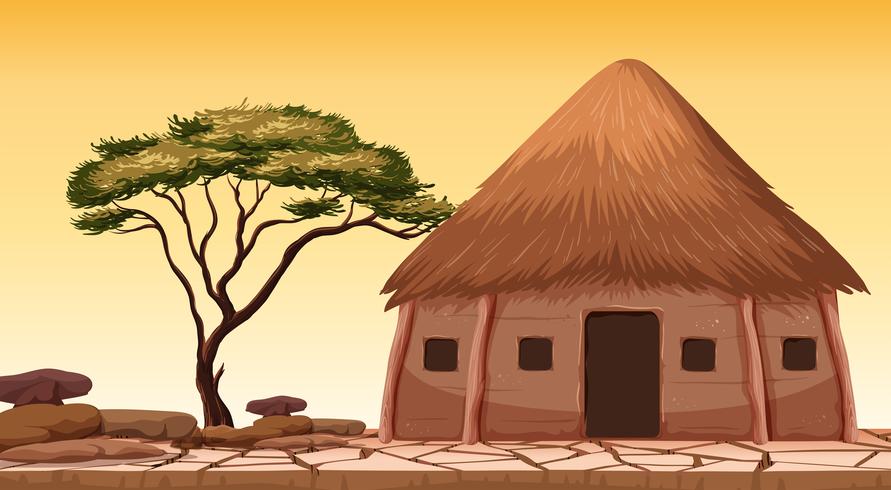 A traditional hut at desert vector