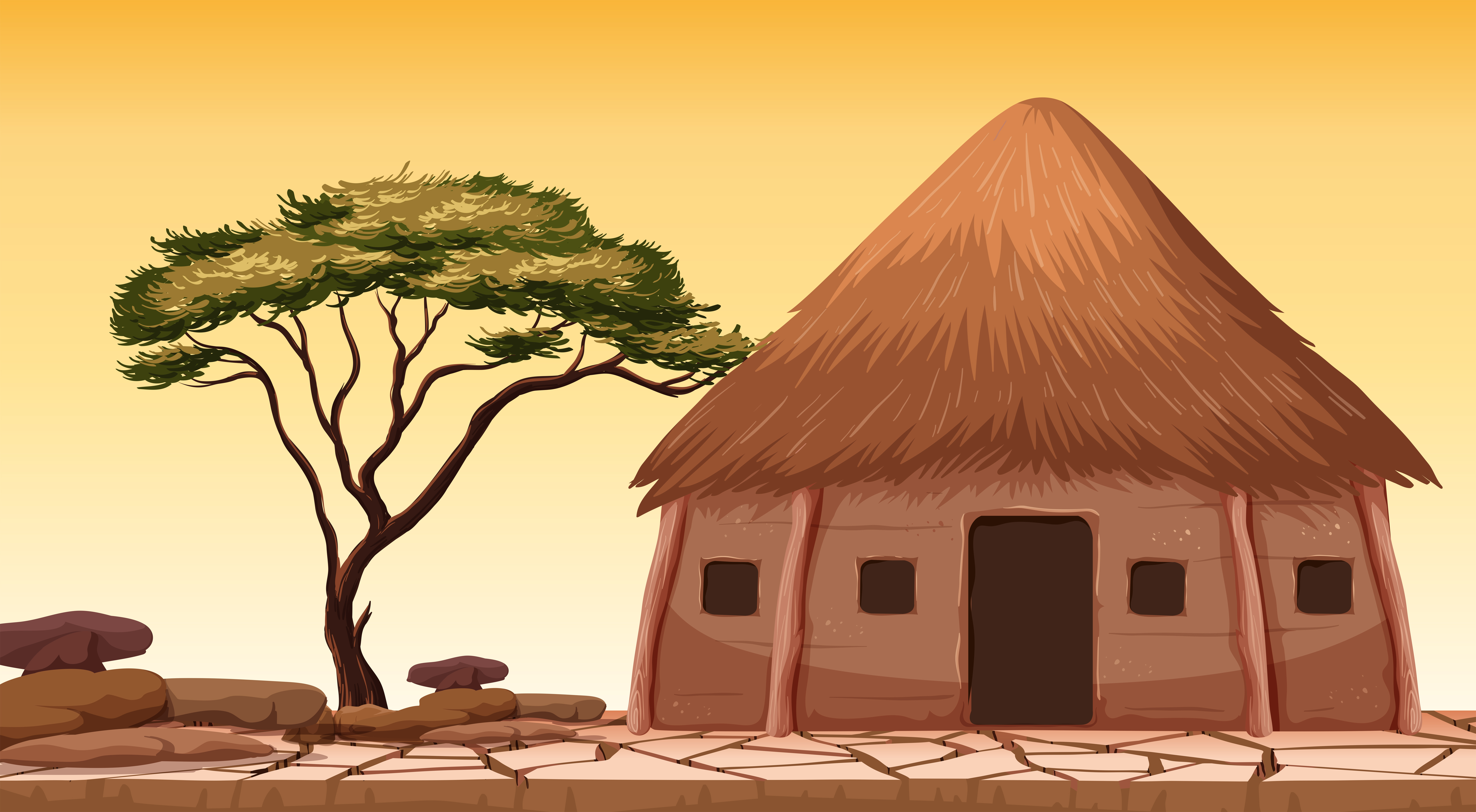 A traditional hut at desert 446354 Download Free Vectors