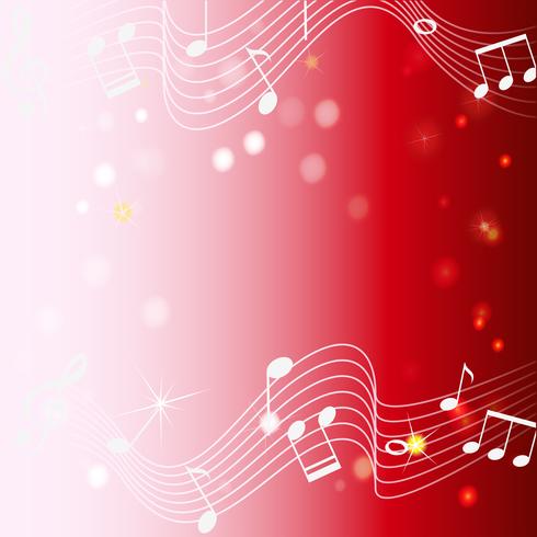 Diseño de fondo con notas musicales en rojo. vector