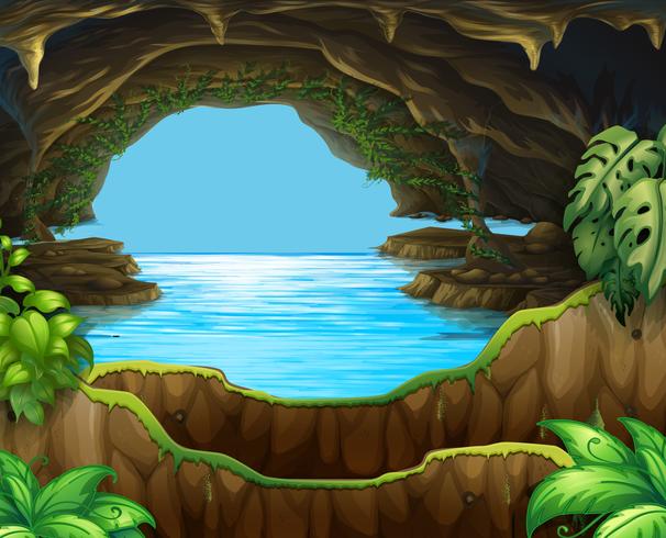 Natural water in cave vector