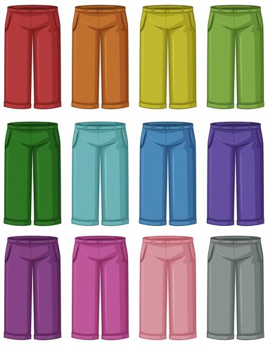 Conjunto de pantalones de diferentes colores. vector