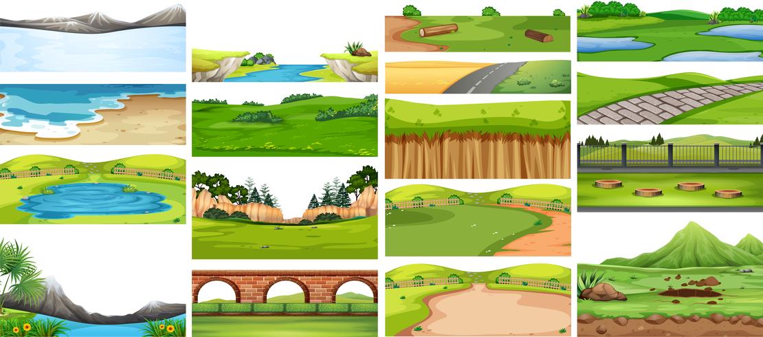 Set of nature scene vector