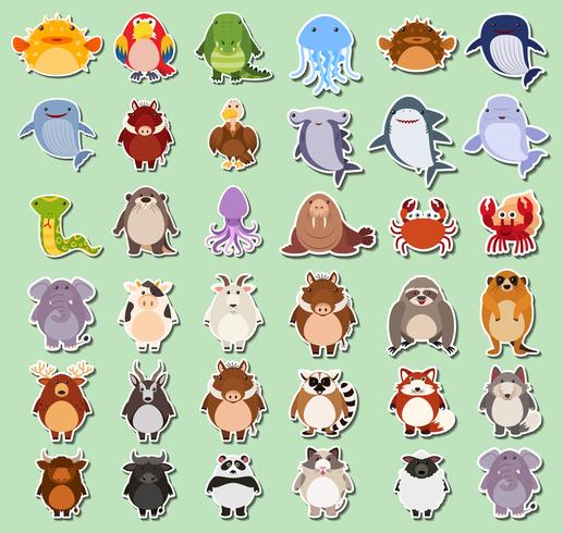 Set of animals sticker vector