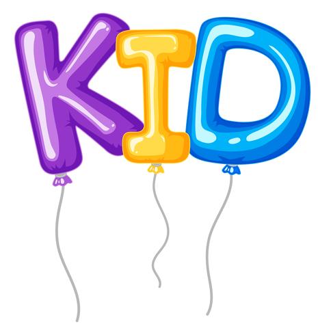 Baloons for word kid vector