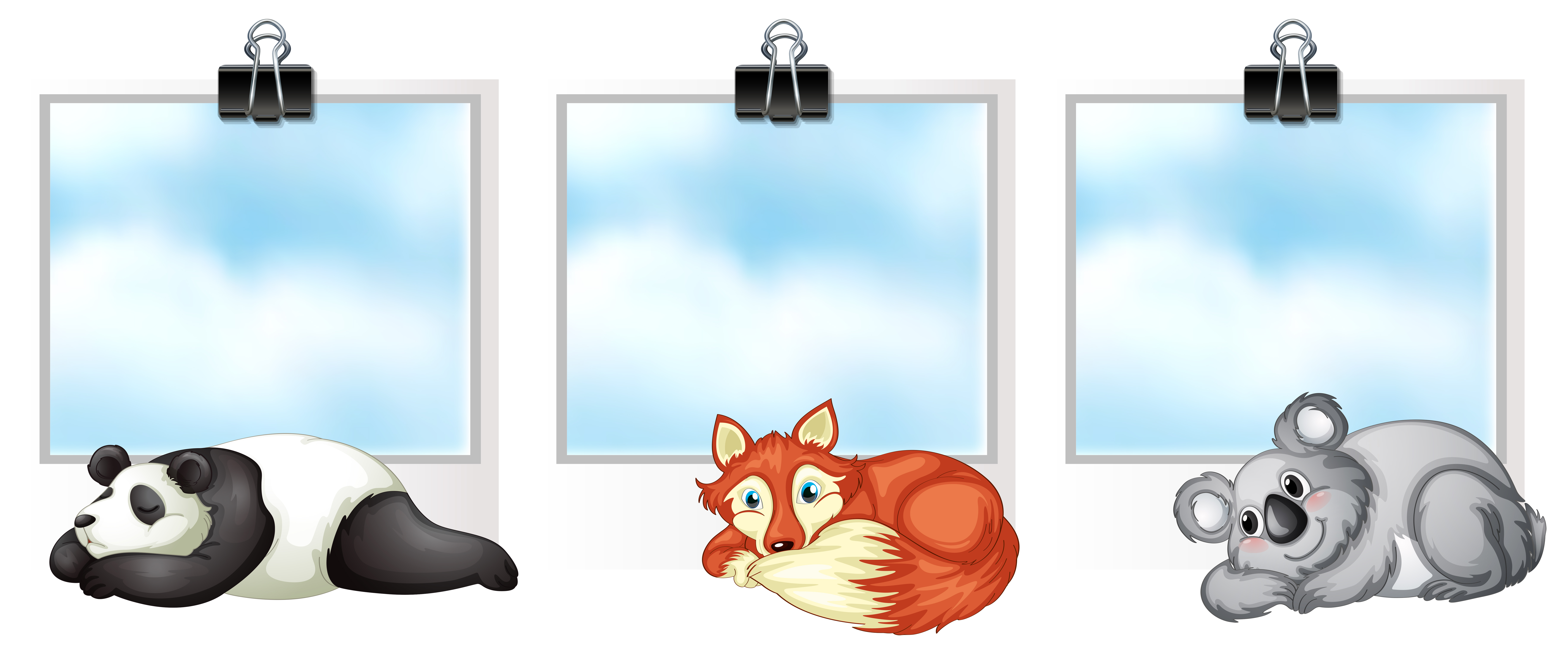 Three frames with wild animals 446432 Vector Art at Vecteezy
