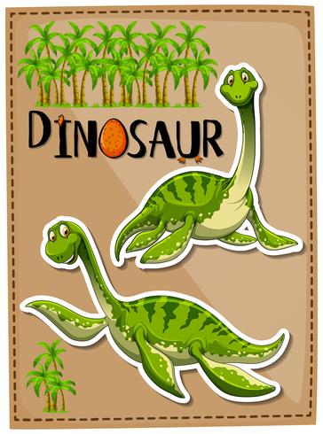 Dinosaurio verde con cara feliz vector