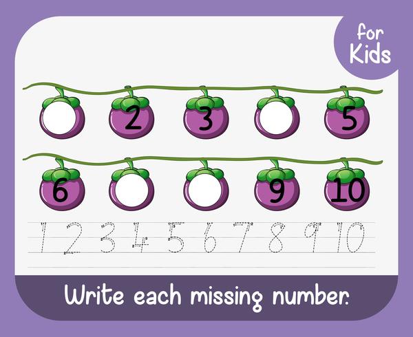 Write each missing number worksheet vector