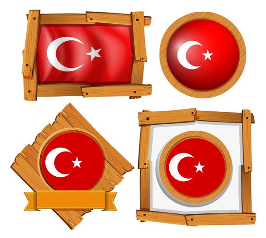 Diseño de marco diferente para la bandera de Turquía vector