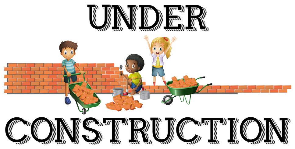 Kids working on the construction site vector