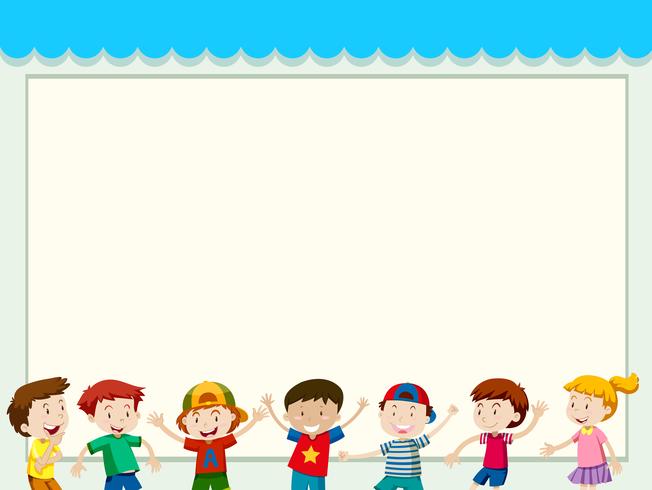 Fondo de papel con niños felices vector