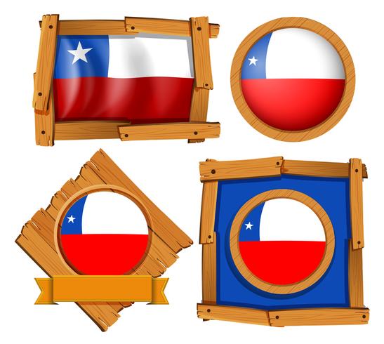 Chile flag on different frames vector