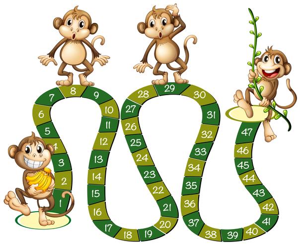 Boardgame template with cute monkeys vector