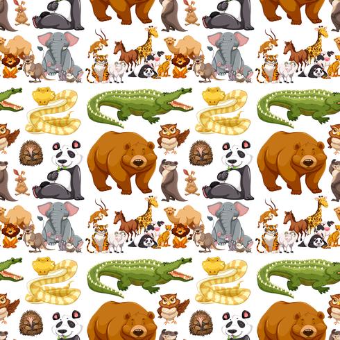 Seamless background with wild animals vector