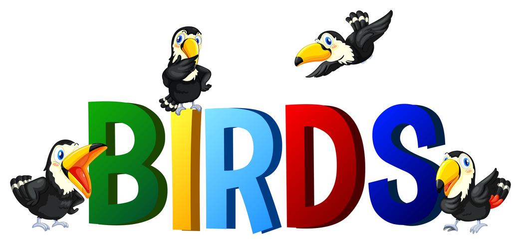 Font design with word birds vector