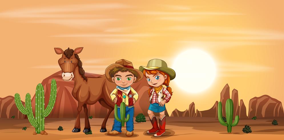 Niños en el desierto vector