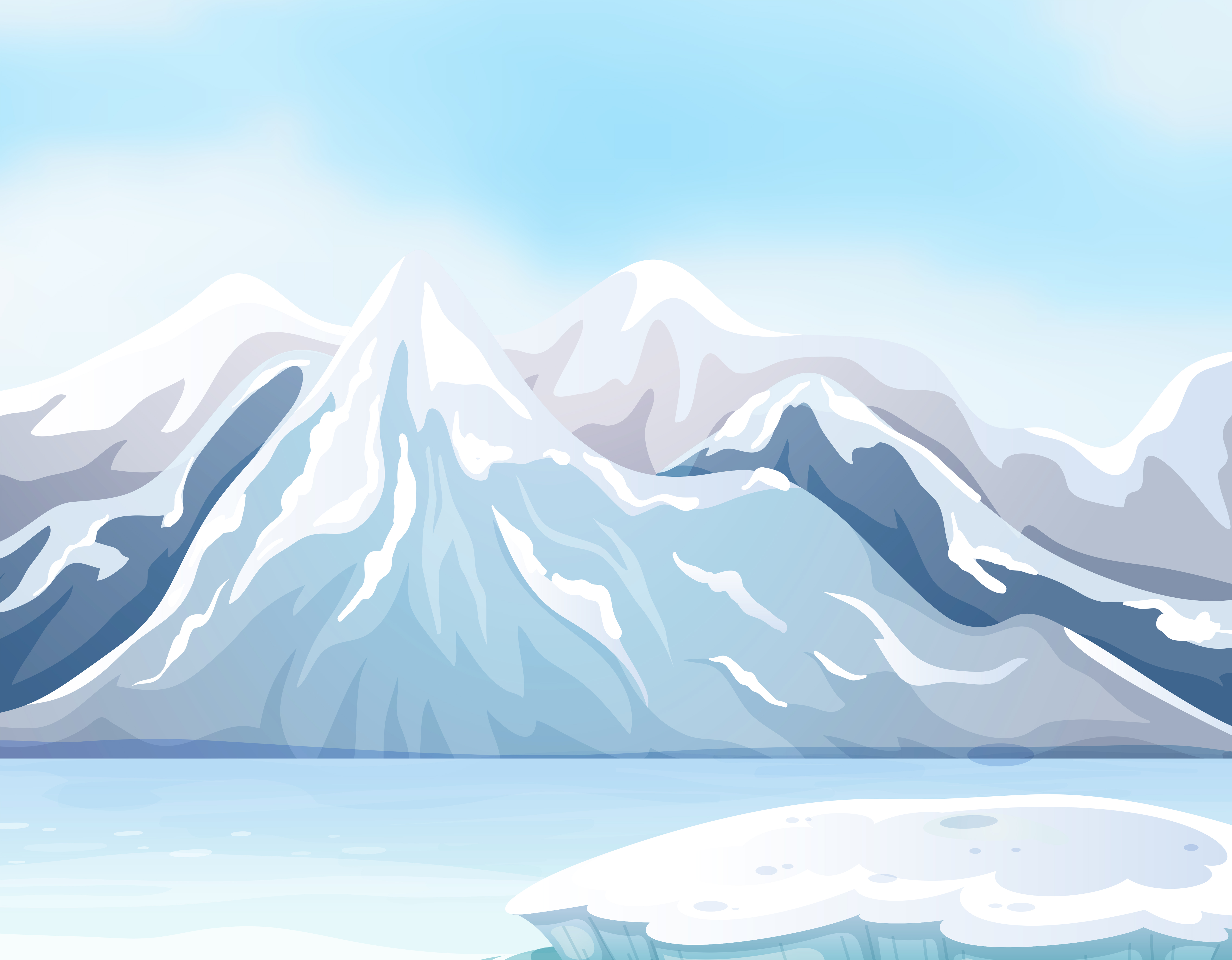 Download Scene with snow on big mountains and river - Download Free ...