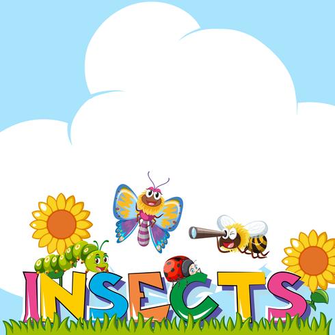 Diseño de fondo con muchos insectos vector