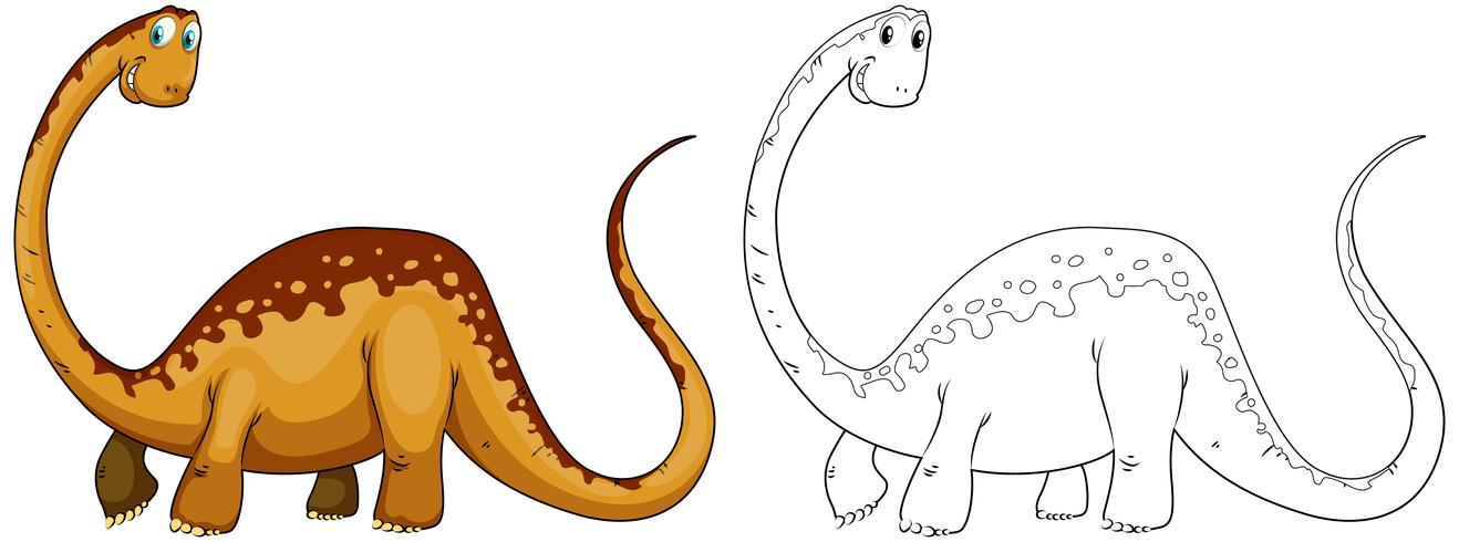 Doodles drafting animal for long neck dinosaur vector