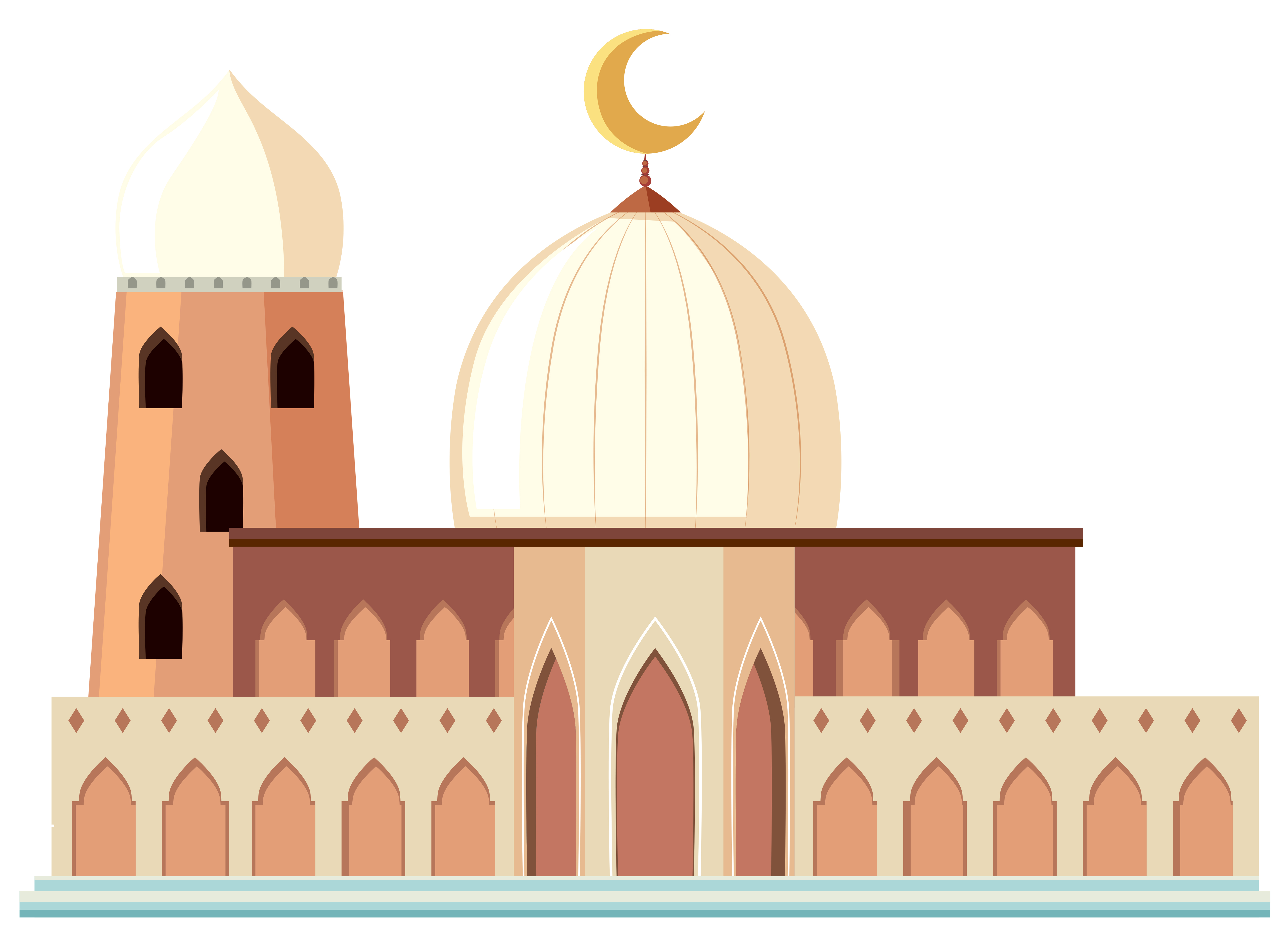 A beautiful white mosque  on white background 446551 Vector  