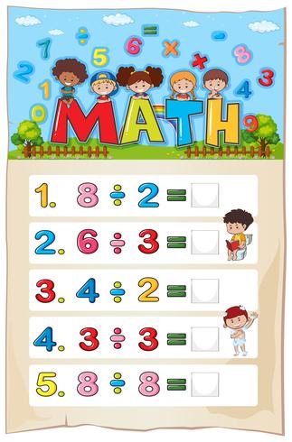 Diseño de hoja de cálculo matemática para división vector