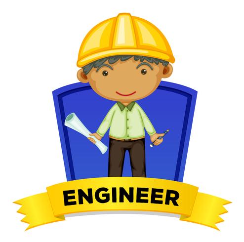 Occupation wordcard with engineer vector