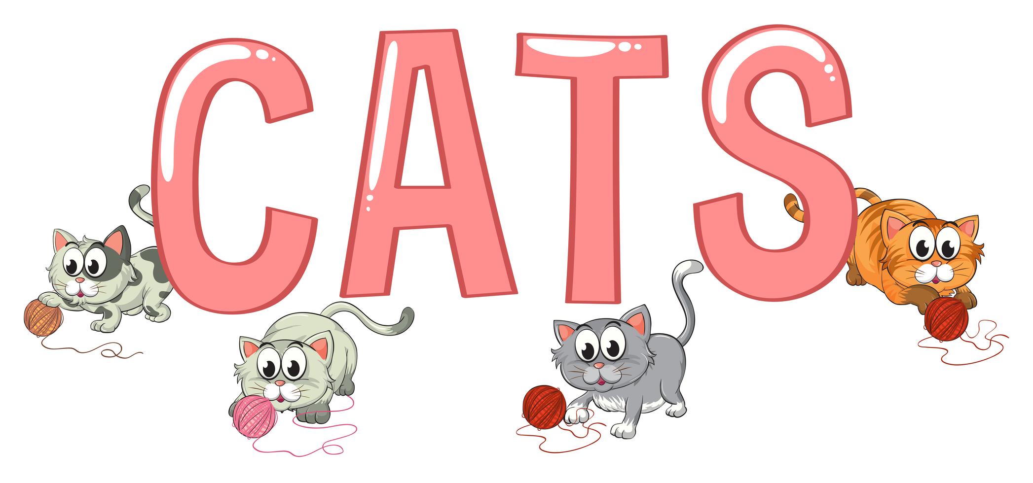 Diseño de fuente con palabra gatos. 446589 Vector en Vecteezy