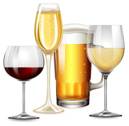 Set of alcoholic beverages vector