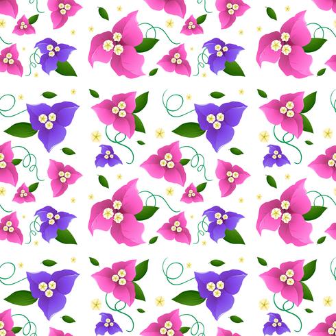 Seamless background design with bougainvillea flowers vector