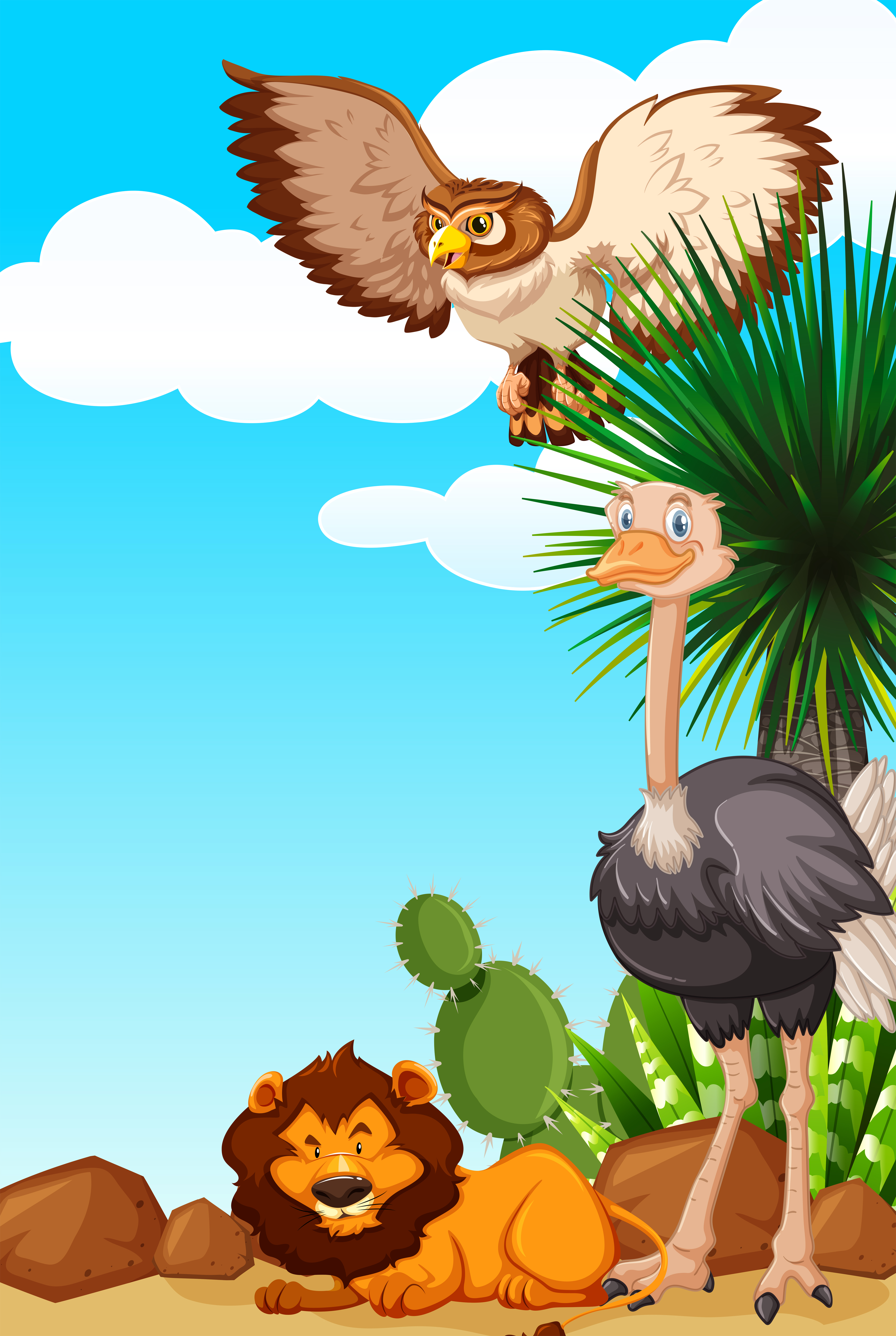 Download Three types of animals in the desert field - Download Free Vectors, Clipart Graphics & Vector Art