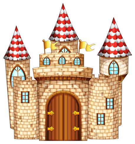 Castle tower with wooden door vector