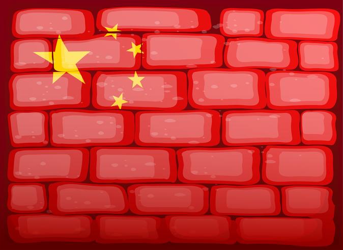 Flag of China painted on brickwall vector